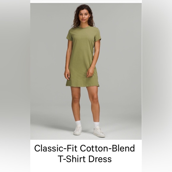 lululemon athletica Dresses & Skirts - Lululemon Athletica Bronze Green Classic-Fit Cotton-Blend T-Shirt Dress - 12